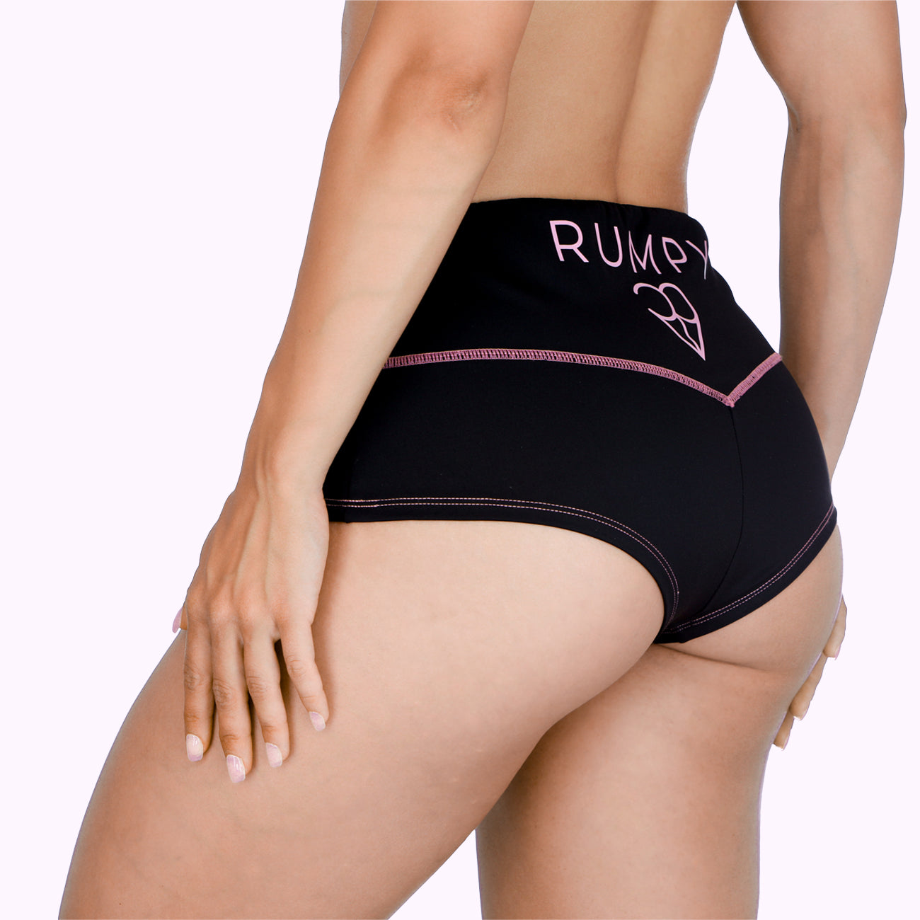 Rumpy Women High Hot Pants#color_black-with-pink-thread