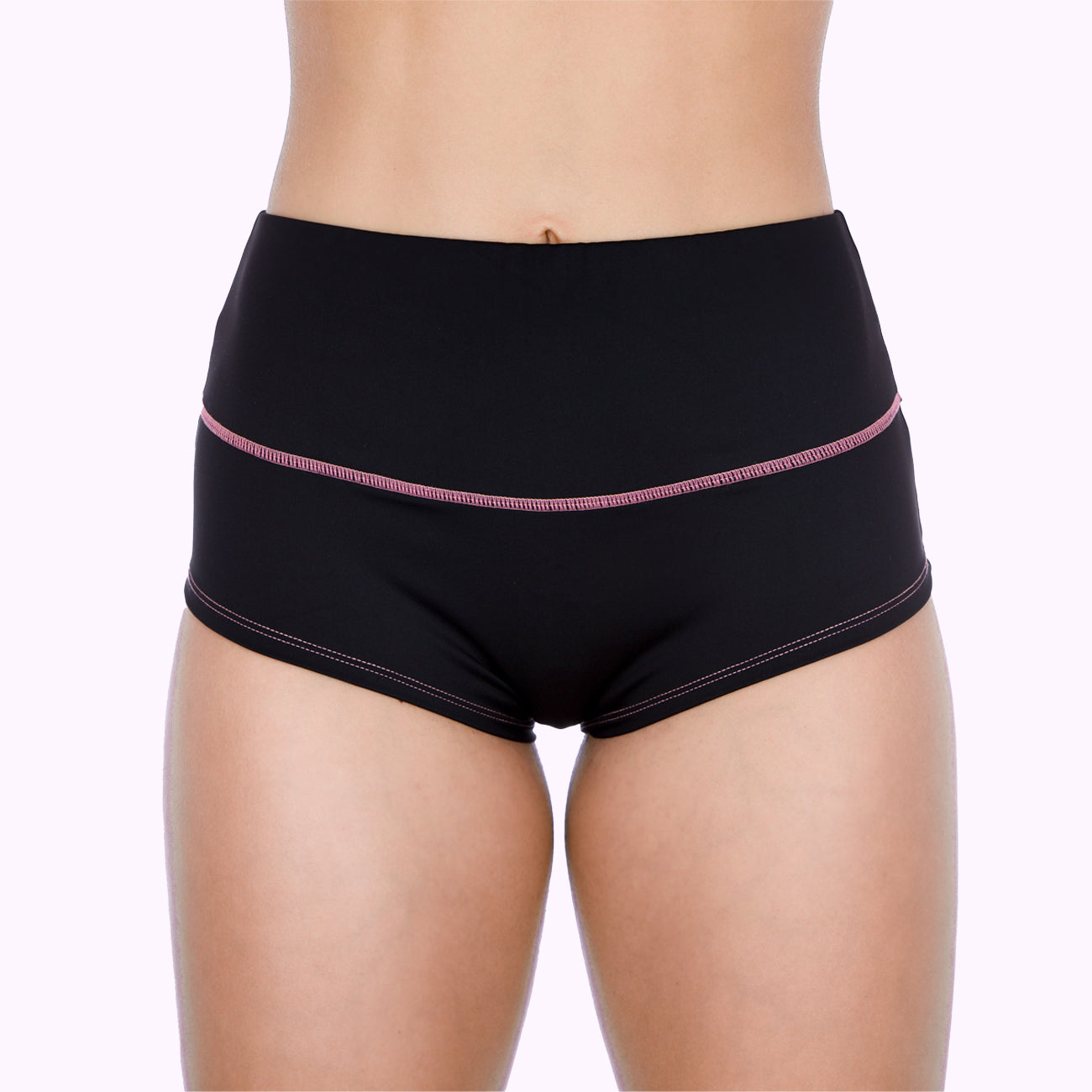 Rumpy Women High Hot Pants#color_black-with-pink-thread