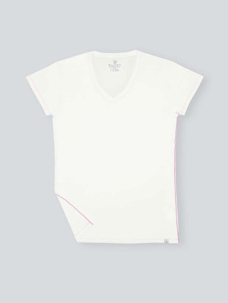 Rumpy Bamboo Men Undershirt Uber V Neck#color_white-with-pink-thread